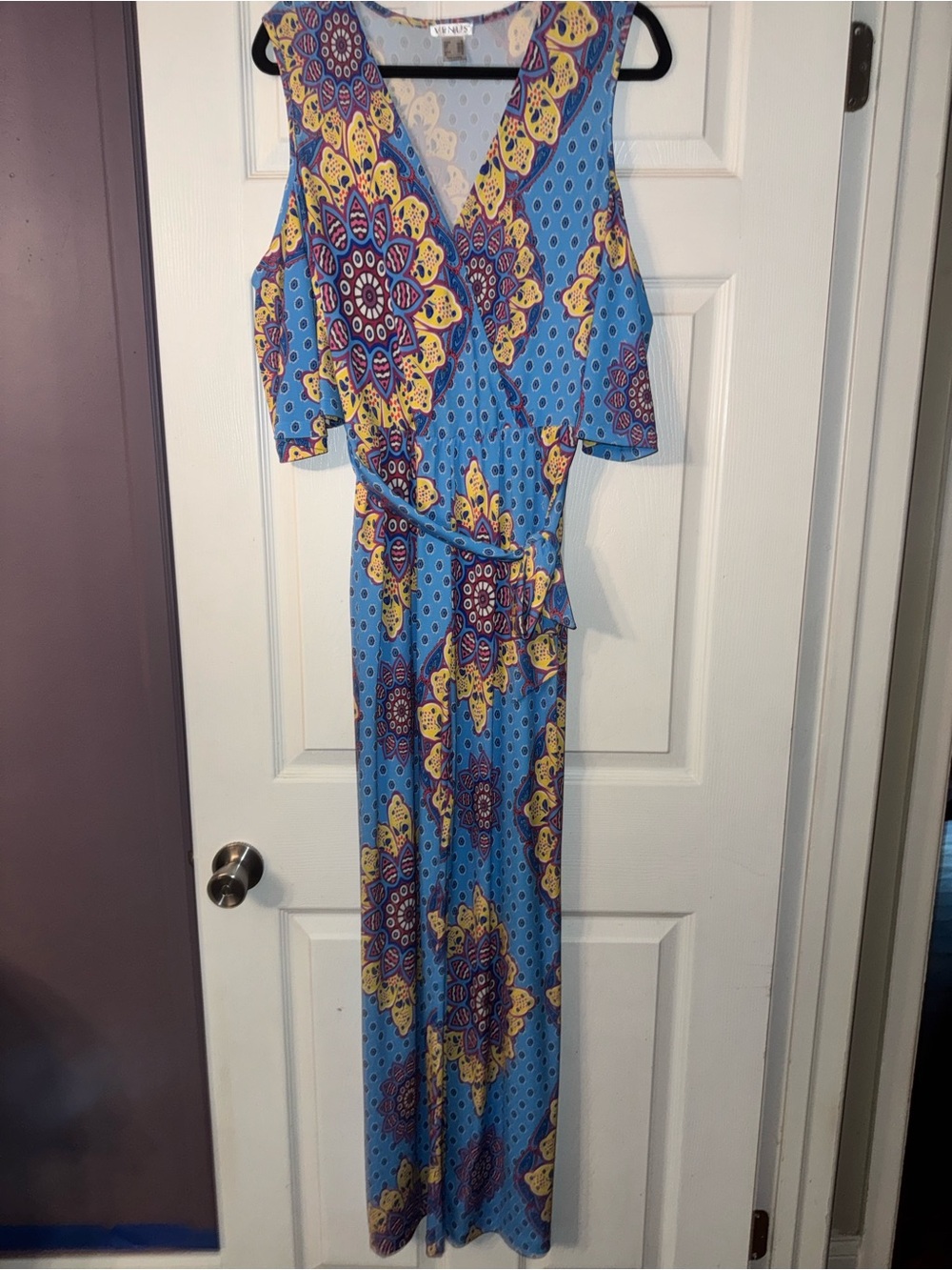 VENUS jumpsuit with Yellow and Purple Medallion Print